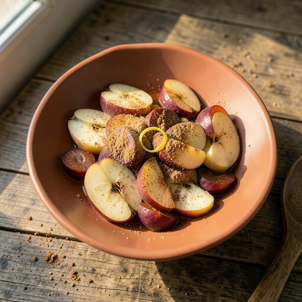 Apple And Plum Recipe: Baked Galette With Caramelized Fruit Heart