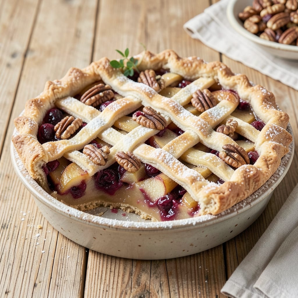 Apple Cranberry Walnut Pie Recipe: Rustic Lattice Crust With Tart-Sweet Balance