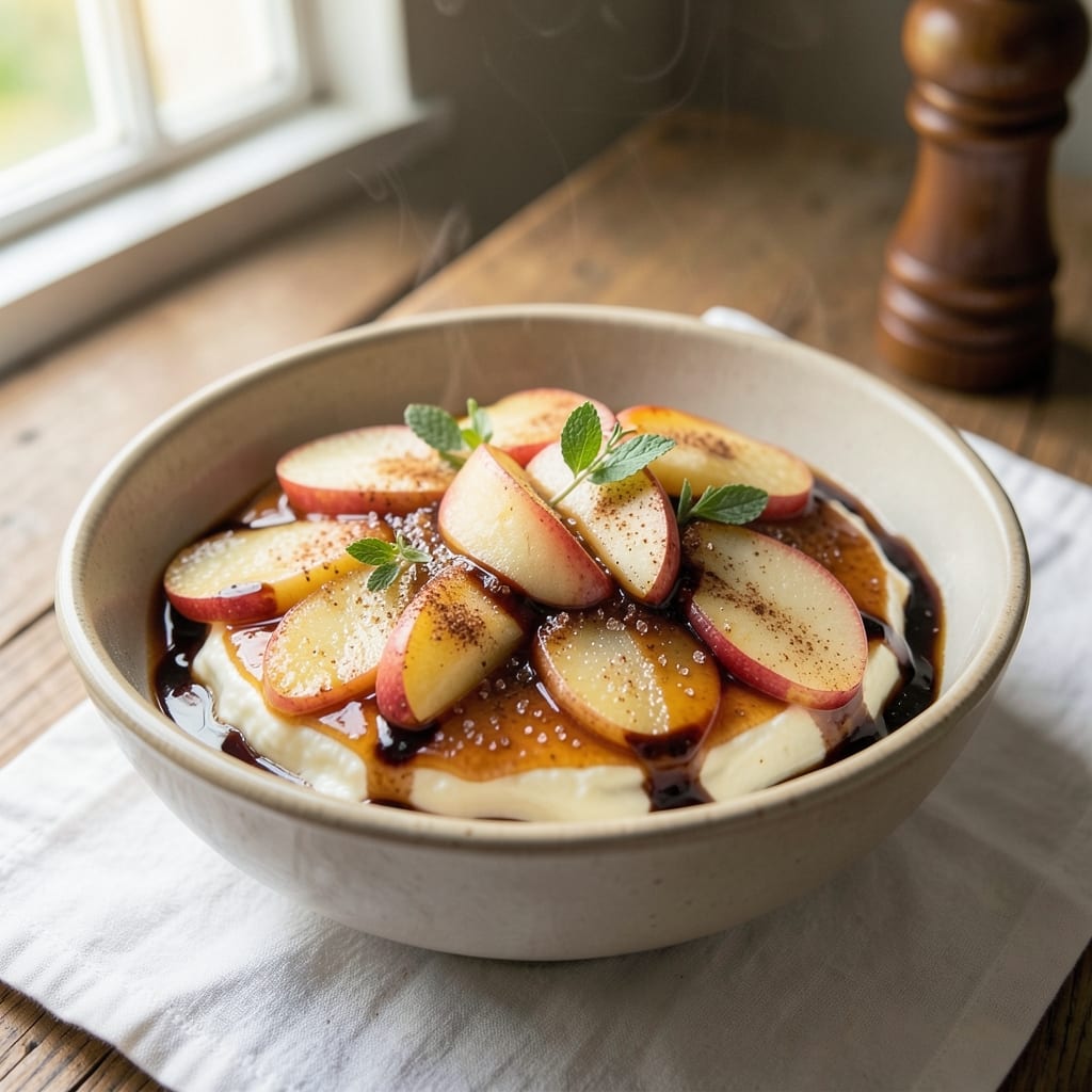 Apple Cider Dessert Recipe: Spiced Rum Caramel With Crunchy Oat Topping